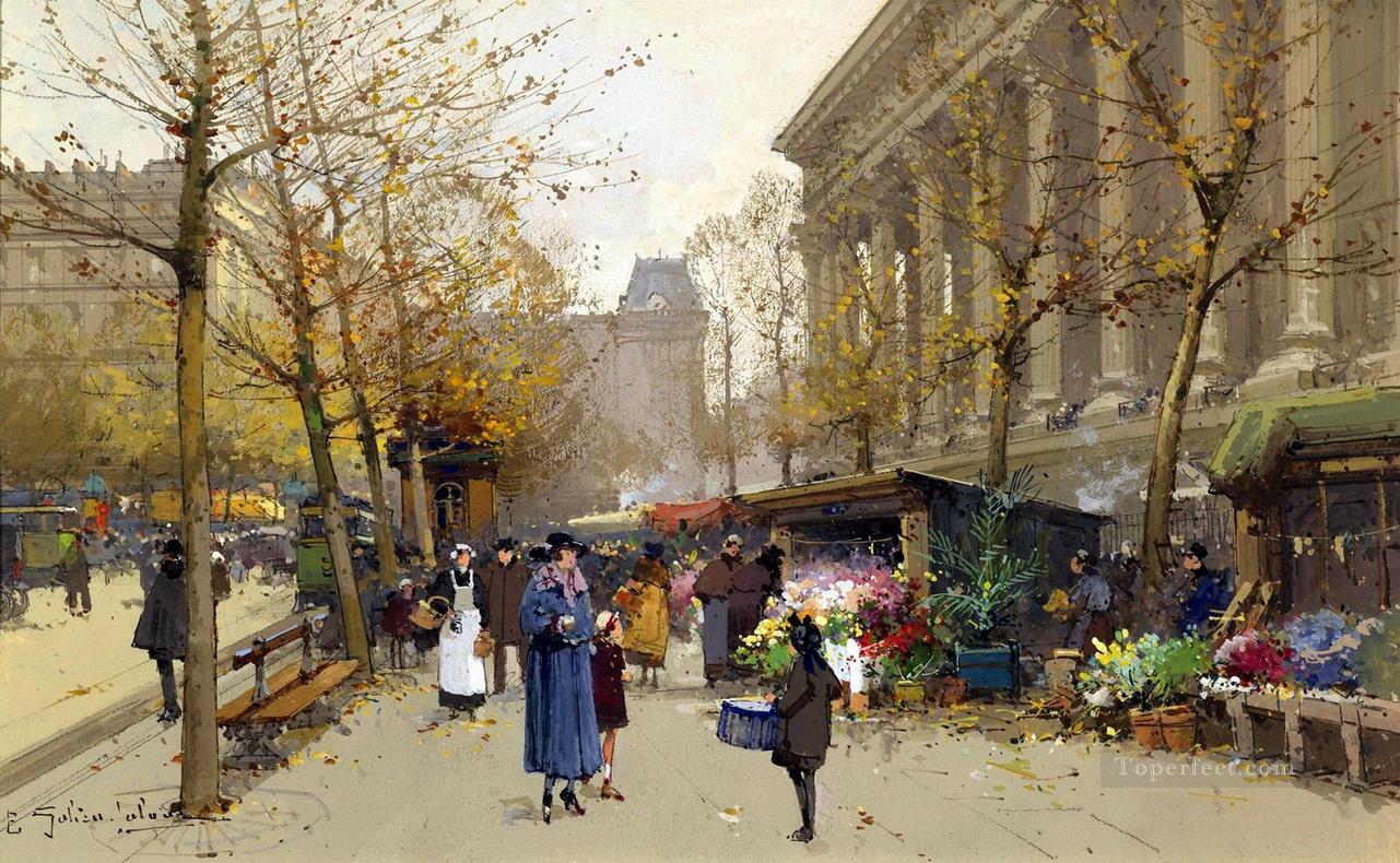 Flower Market La Madeleine Eugene Galien Parisian Oil Paintings